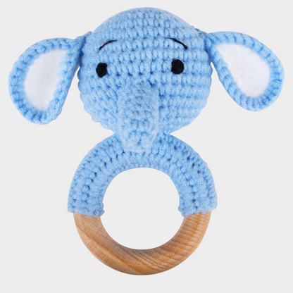 Image of the blue elephant rattle on a white background